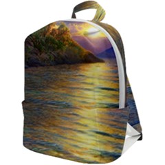 Sunset At The Surf Zip Up Backpack by GardenOfOphir