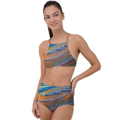 Modern Sunset Over The Ocean High Waist Tankini Set