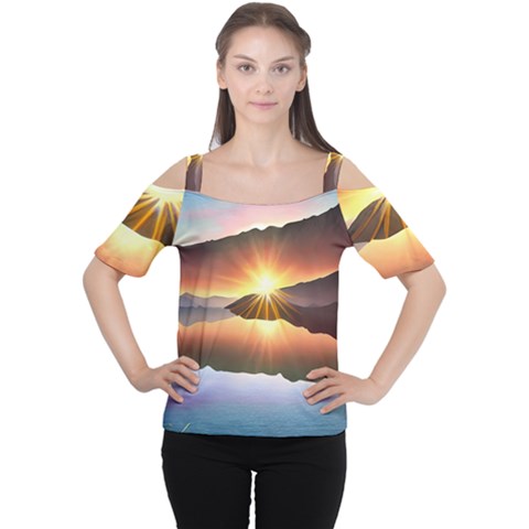 Majestic Lake Cutout Shoulder Tee by GardenOfOphir