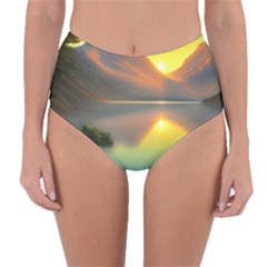 Benevolent Lake Reversible High-waist Bikini Bottoms