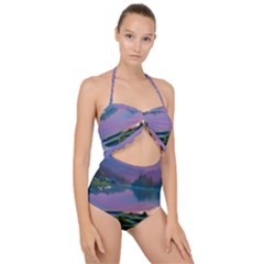 Astonishing Lake View Scallop Top Cut Out Swimsuit