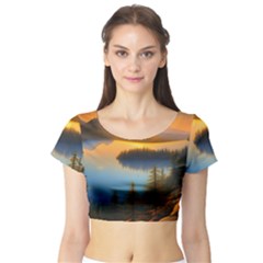 Distant Sunset Short Sleeve Crop Top