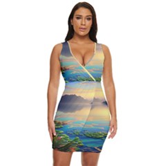 Breathtaking Sunset Draped Bodycon Dress by GardenOfOphir