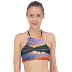 Flaming Sunset Racer Front Bikini Top by GardenOfOphir