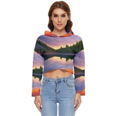 Flaming Sunset Women s Lightweight Cropped Hoodie by GardenOfOphir