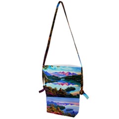 Solemn Soft Pastel Sunset Folding Shoulder Bag by GardenOfOphir