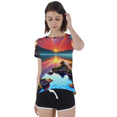 Gorgeous Sunset Short Sleeve Open Back Tee by GardenOfOphir