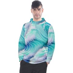 Stunning Pastel Blue Ocean Waves Men s Pullover Hoodie by GardenOfOphir