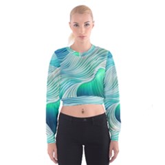 Pastel Abstract Waves Pattern Cropped Sweatshirt