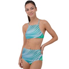 Pastel Abstract Waves Pattern High Waist Tankini Set by GardenOfOphir