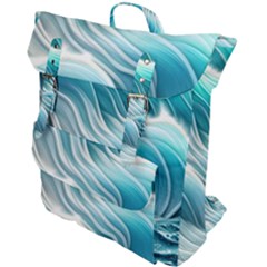Pastel Blue Ocean Waves Iii Buckle Up Backpack by GardenOfOphir
