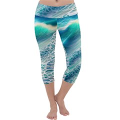 Pastel Beach Wave Capri Yoga Leggings by GardenOfOphir