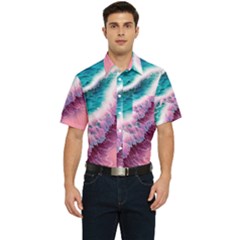 Summer Waves In Pink Ii Men s Short Sleeve Pocket Shirt  by GardenOfOphir