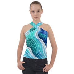 The Power Of The Ocean Iii Cross Neck Velour Top by GardenOfOphir