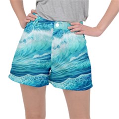 Blue Ocean Wave Watercolor Ii Ripstop Shorts