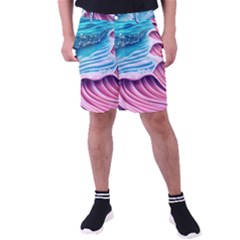 Pink Wave Crashing On The Shore Men s Pocket Shorts by GardenOfOphir