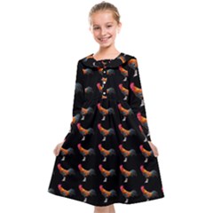 Background Pattern Chicken Fowl Cockerel Livestock Kids  Midi Sailor Dress