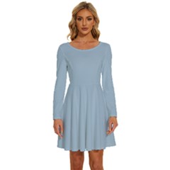 Cashmere Blue	 - 	long Sleeve Wide Neck Velvet Dress