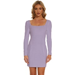 Crocus Petal Purple	 - 	long Sleeve Square Neck Bodycon Velvet Dress