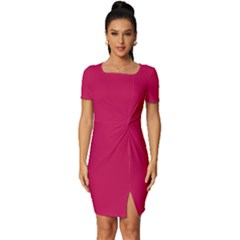 Pictorial Carmine	 - 	fitted Knot Split End Bodycon Dress