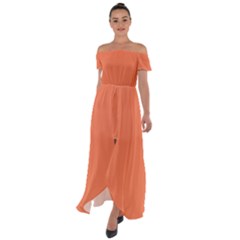 Basket Ball Orange	 - 	off Shoulder Open Front Chiffon Dress by ColorfulDresses