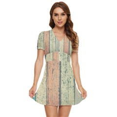 Hardwood V-neck High Waist Chiffon Mini Dress by artworkshop