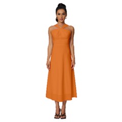 Popsicle Orange	 - 	sleeveless Cross Front Cocktail Midi Chiffon Dress by ColorfulDresses