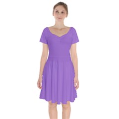 Iris Purple	 - 	short Sleeve Bardot Dress by ColorfulDresses