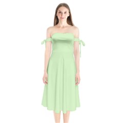 Tea Green	 - 	shoulder Tie Bardot Midi Dress