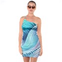 Ocean Waves Pastel One Soulder Bodycon Dress View1