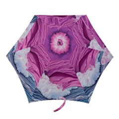 Abstract Pink Ocean Waves Mini Folding Umbrellas