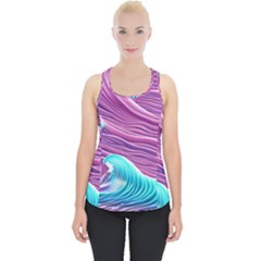 Pink Water Waves Piece Up Tank Top by GardenOfOphir