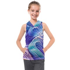 Majestic Ocean Waves Kids  Sleeveless Hoodie by GardenOfOphir