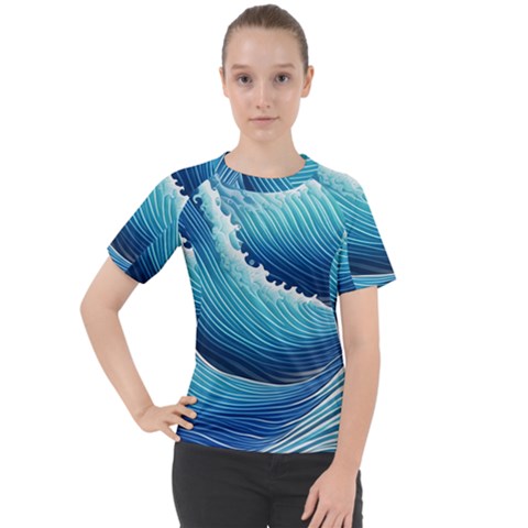 Simple Summer Wave Pattern Women s Sport Raglan Tee by GardenOfOphir