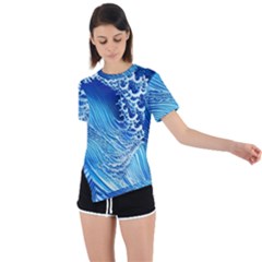 Wave Beach Iii Asymmetrical Short Sleeve Sports Tee by GardenOfOphir