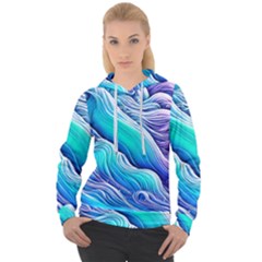 Ocean Waves In Pastel Tones Women s Overhead Hoodie by GardenOfOphir