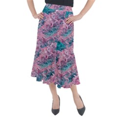 Ocean Waves In Pink Ii Midi Mermaid Skirt by GardenOfOphir