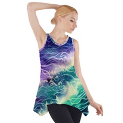 Pastel Hues Ocean Waves Side Drop Tank Tunic