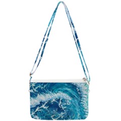 Abstract Blue Ocean Waves Iii Double Gusset Crossbody Bag by GardenOfOphir