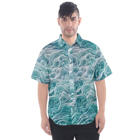 Nature Ocean Waves Men s Short Sleeve Shirt by GardenOfOphir