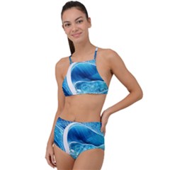 Blue Wave High Waist Tankini Set by GardenOfOphir