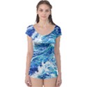 Abstract Blue Wave Boyleg Leotard  View1