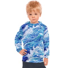 Abstract Blue Wave Kids  Hooded Pullover