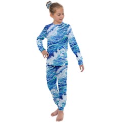 Abstract Blue Wave Kids  Long Sleeve Set  by GardenOfOphir