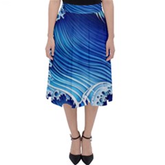 Watercolor Wave Classic Midi Skirt by GardenOfOphir