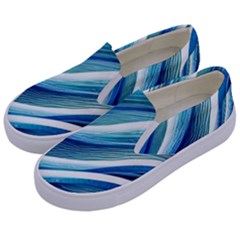 Blue Ocean Waves Kids  Canvas Slip Ons by GardenOfOphir