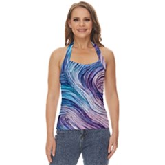 Abstract Pastel Ocean Waves Basic Halter Top by GardenOfOphir