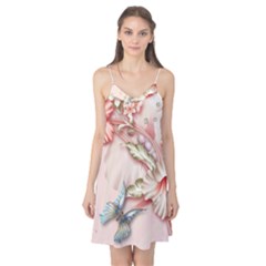 Glory Floral Exotic Butterfly Exquisite Fancy Pink Flowers Camis Nightgown 