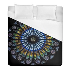 Mandala Floral Wallpaper Rose Window Strasbourg Cathedral France Duvet Cover (full/ Double Size)