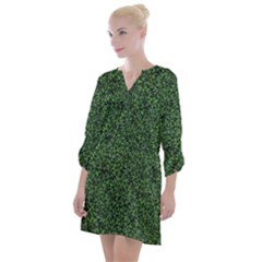 Leafy Elegance Botanical Pattern Open Neck Shift Dress by dflcprintsclothing